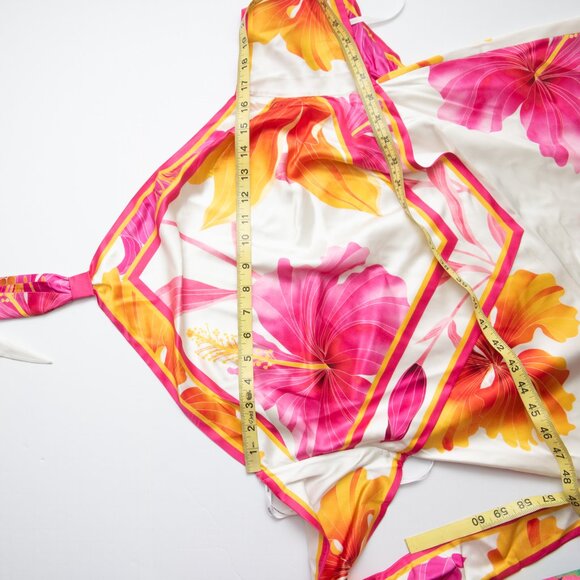 Retrofête Adelaide Floral Silk Halter Mini Dress Pink Yellow White Large New - Picture 9 of 9